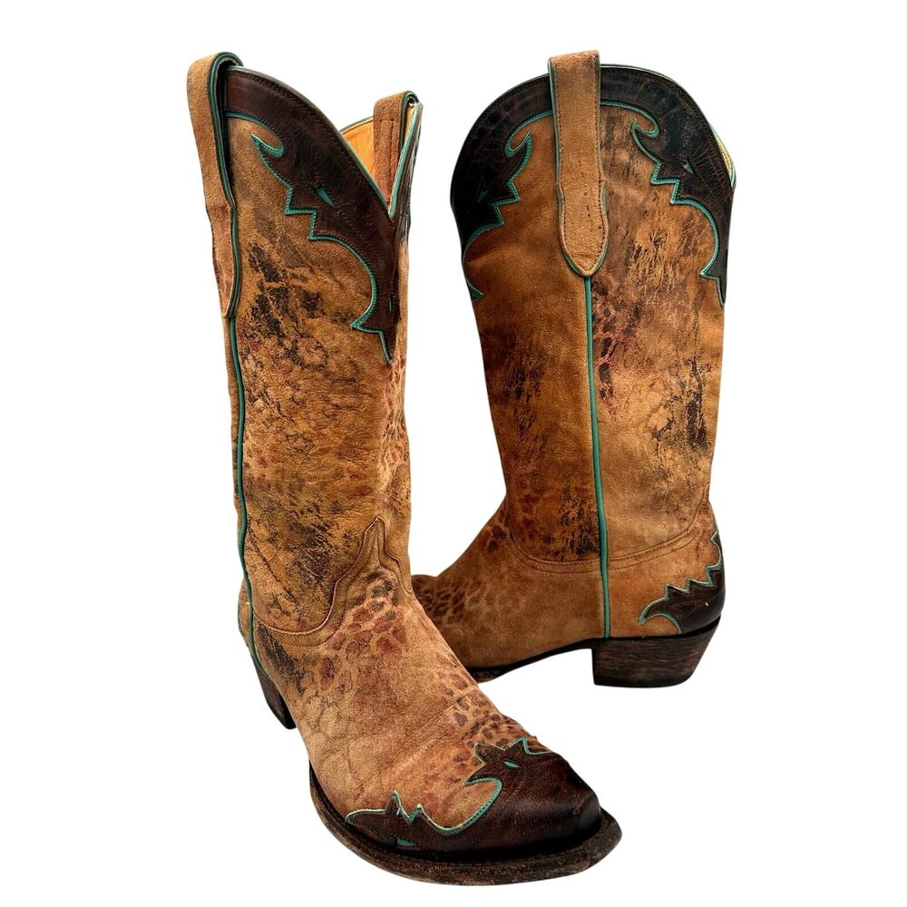 Old Gringo suede leather cowboy boots leopard print snip toe Women’s Size 10
